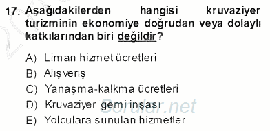 Turizm Ulaştırması 2013 - 2014 Ara Sınavı 17.Soru