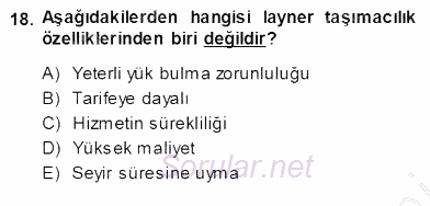 Turizm Ulaştırması 2013 - 2014 Ara Sınavı 18.Soru