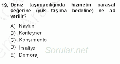 Turizm Ulaştırması 2013 - 2014 Ara Sınavı 19.Soru