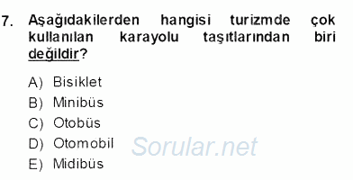 Turizm Ulaştırması 2013 - 2014 Ara Sınavı 7.Soru