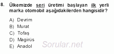Turizm Ulaştırması 2013 - 2014 Ara Sınavı 8.Soru