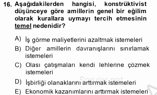 Uluslararası İlişkiler Kuramları 2 2013 - 2014 Ara Sınavı 16.Soru