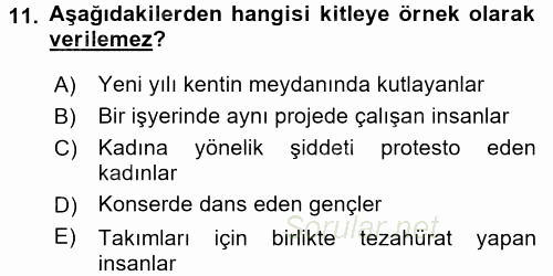 Sosyal Psikoloji 2 2015 - 2016 Dönem Sonu Sınavı 11.Soru