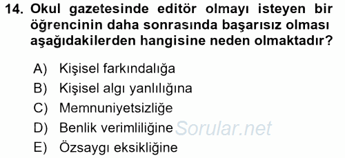 Sosyal Psikoloji 2 2015 - 2016 Dönem Sonu Sınavı 14.Soru