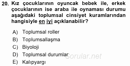 Sosyal Psikoloji 2 2015 - 2016 Dönem Sonu Sınavı 20.Soru