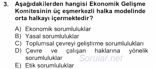 Kurumsal Sosyal Sorumluluk 2013 - 2014 Tek Ders Sınavı 3.Soru