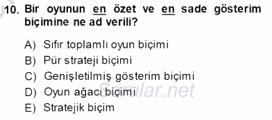 Sanayi Ekonomisi 2013 - 2014 Dönem Sonu Sınavı 10.Soru