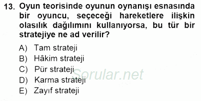 Sanayi Ekonomisi 2013 - 2014 Dönem Sonu Sınavı 13.Soru
