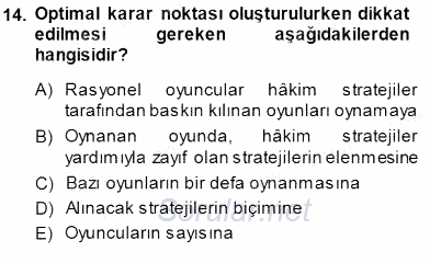 Sanayi Ekonomisi 2013 - 2014 Dönem Sonu Sınavı 14.Soru