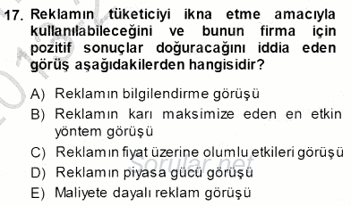 Sanayi Ekonomisi 2013 - 2014 Dönem Sonu Sınavı 17.Soru