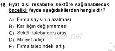 Sanayi Ekonomisi 2013 - 2014 Dönem Sonu Sınavı 18.Soru