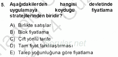 Sanayi Ekonomisi 2013 - 2014 Dönem Sonu Sınavı 5.Soru