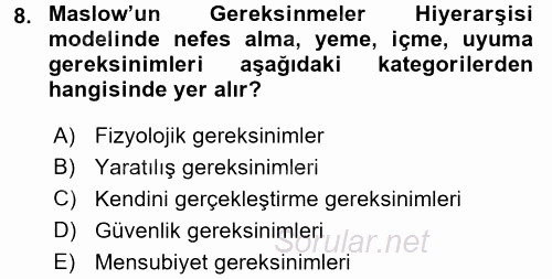 İletişim Kuramları 2017 - 2018 3 Ders Sınavı 8.Soru