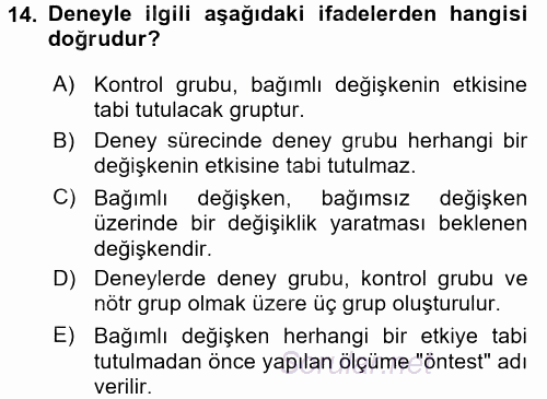 Sosyolojide Araştırma Yöntem ve Teknikleri 2017 - 2018 Ara Sınavı 14.Soru