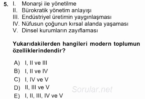 Sosyolojide Araştırma Yöntem ve Teknikleri 2017 - 2018 Ara Sınavı 5.Soru