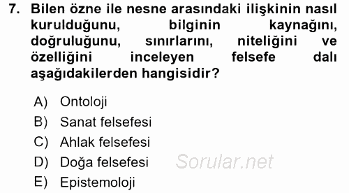 Sosyolojide Araştırma Yöntem ve Teknikleri 2017 - 2018 Ara Sınavı 7.Soru