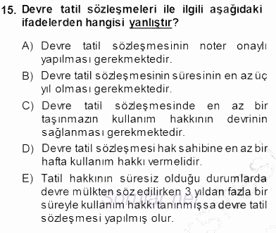 Tüketici Hukuku 2013 - 2014 Dönem Sonu Sınavı 15.Soru