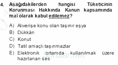 Tüketici Hukuku 2013 - 2014 Dönem Sonu Sınavı 4.Soru