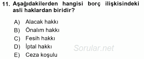 Medeni Hukuk 2 2016 - 2017 Ara Sınavı 11.Soru