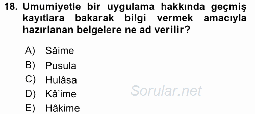 Osmanlı Türkçesi Metinleri 2 2015 - 2016 Ara Sınavı 18.Soru