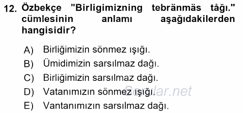 Çağdaş Türk Yazı Dilleri 1 2017 - 2018 Dönem Sonu Sınavı 12.Soru