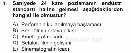 Hareketli Görüntünün Tarihi 2013 - 2014 Ara Sınavı 1.Soru