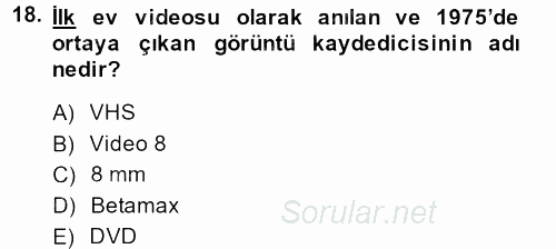 Hareketli Görüntünün Tarihi 2013 - 2014 Ara Sınavı 18.Soru