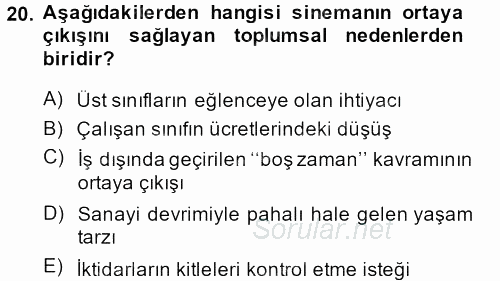 Hareketli Görüntünün Tarihi 2013 - 2014 Ara Sınavı 20.Soru