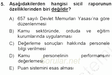 Belge Yönetimi ve Ofis Uygulamaları 2013 - 2014 Ara Sınavı 5.Soru