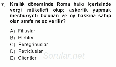 Hukuk Tarihi 2014 - 2015 Ara Sınavı 7.Soru