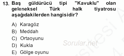 Güzel Sanatlar 2013 - 2014 Dönem Sonu Sınavı 13.Soru