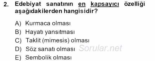 Güzel Sanatlar 2013 - 2014 Dönem Sonu Sınavı 2.Soru