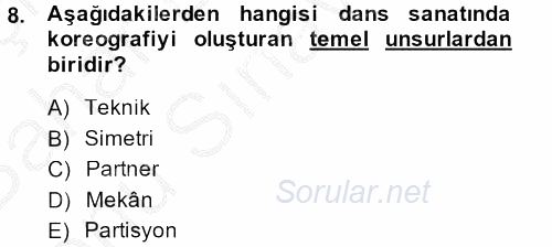 Güzel Sanatlar 2013 - 2014 Dönem Sonu Sınavı 8.Soru