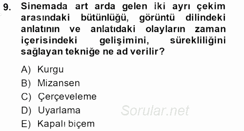 Güzel Sanatlar 2013 - 2014 Dönem Sonu Sınavı 9.Soru