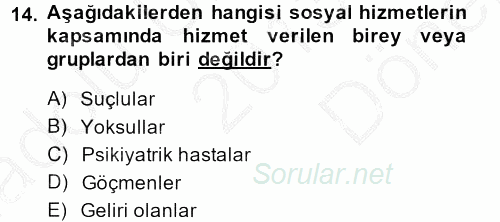 Sosyal Hizmet Yönetimi 2013 - 2014 Dönem Sonu Sınavı 14.Soru