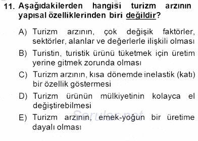 Turizm Ekonomisi 2014 - 2015 Ara Sınavı 11.Soru