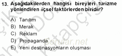 Turizm Ekonomisi 2014 - 2015 Ara Sınavı 13.Soru