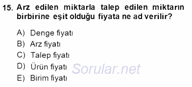 Turizm Ekonomisi 2014 - 2015 Ara Sınavı 15.Soru