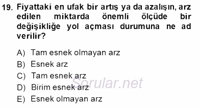 Turizm Ekonomisi 2014 - 2015 Ara Sınavı 19.Soru