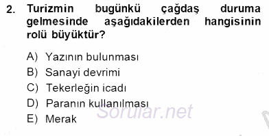 Turizm Ekonomisi 2014 - 2015 Ara Sınavı 2.Soru