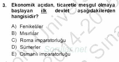 Turizm Ekonomisi 2014 - 2015 Ara Sınavı 3.Soru