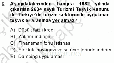 Turizm Ekonomisi 2014 - 2015 Ara Sınavı 6.Soru