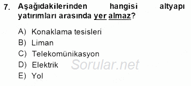 Turizm Ekonomisi 2014 - 2015 Ara Sınavı 7.Soru