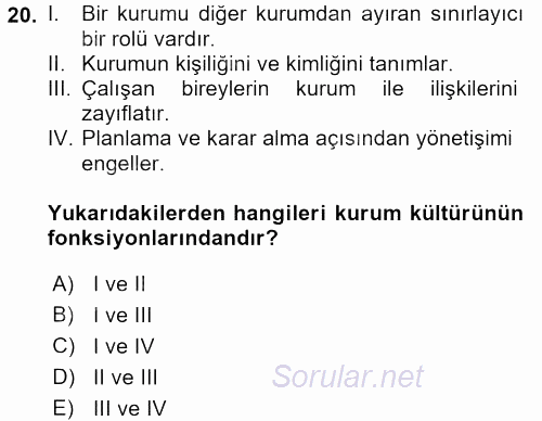 Kurumsal İletişim 2017 - 2018 Ara Sınavı 20.Soru