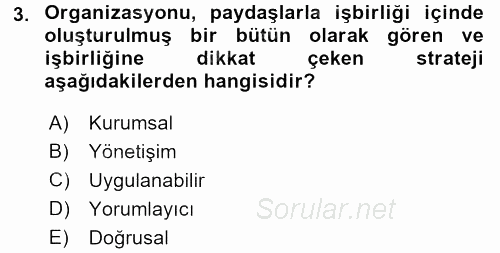 Kurumsal İletişim 2017 - 2018 Ara Sınavı 3.Soru