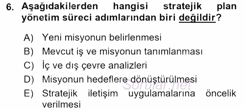 Kurumsal İletişim 2017 - 2018 Ara Sınavı 6.Soru