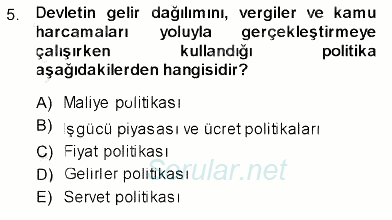 Sosyal Politika 2013 - 2014 Ara Sınavı 5.Soru