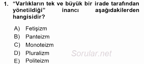 Din Eğitimi Ve Din Hizmetlerinde Rehberlik 2015 - 2016 Ara Sınavı 1.Soru