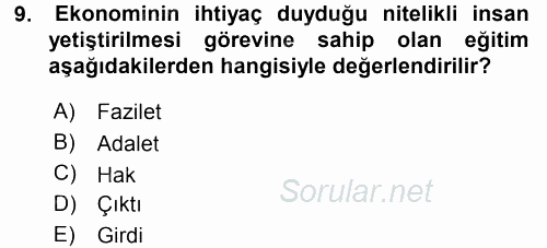 Din Eğitimi Ve Din Hizmetlerinde Rehberlik 2015 - 2016 Ara Sınavı 9.Soru