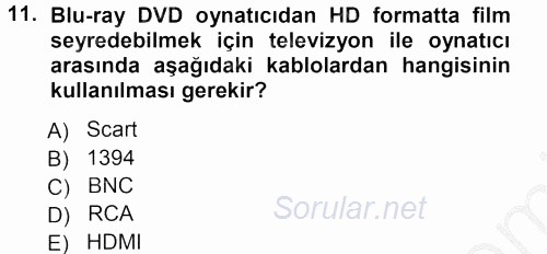 Kamera Tekniğine Giriş 2012 - 2013 Ara Sınavı 11.Soru